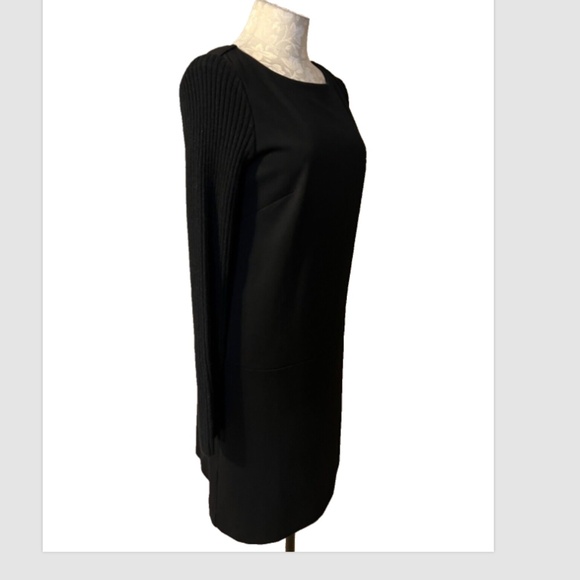 LOFT Dress 6 Small Black Stretch Ribbed Knit Long Sleeve Cotton Wool Rabbit NWT - Picture 2 of 10
